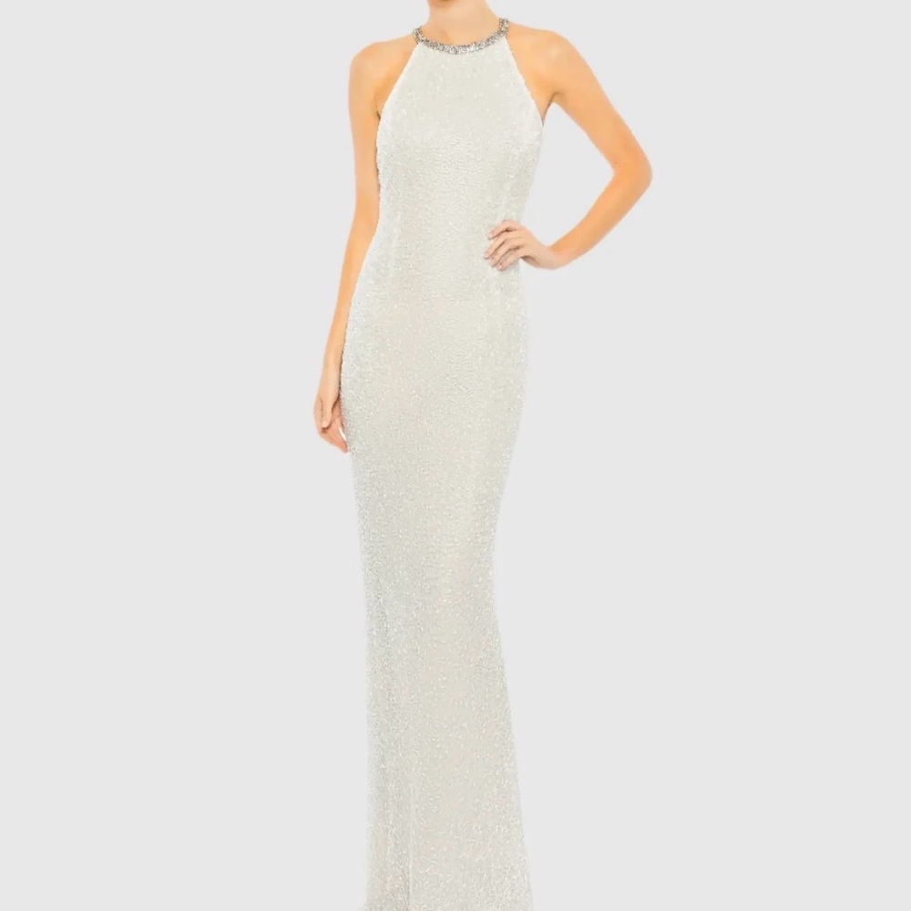 Mac Duggal Elegant White Maxi Dress
